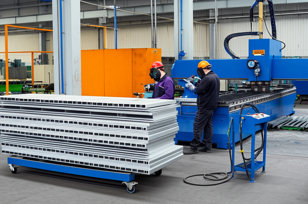 Reggie's aluminum fabrication workshop in North Carolina with specialized equipment for government contracts