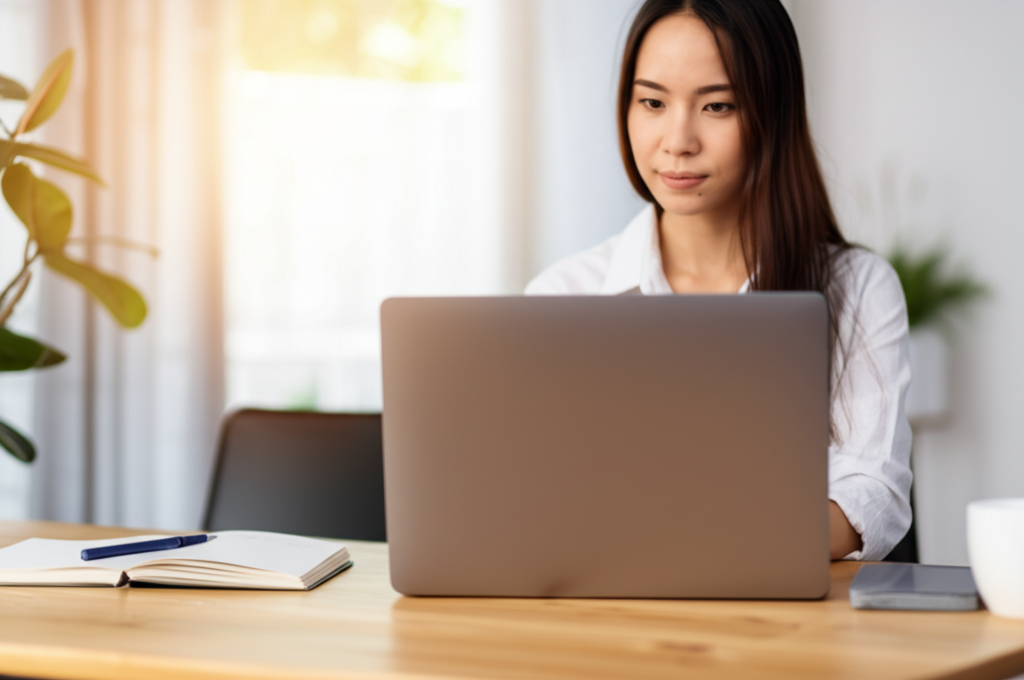 Small business entrepreneur reviewing government contract opportunities on a laptop